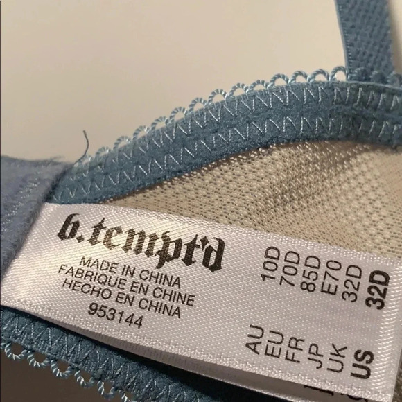 Wacoal Bra Scalloped Lace Trim Blue Size 32D New - Picture 5 of 6